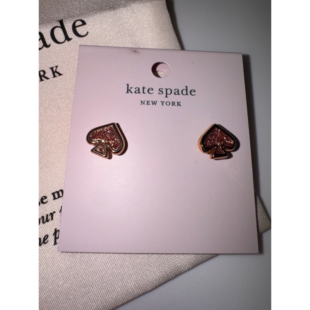 Kate Spade New York Heritage Spade Small Heart Glitter Stud Earrings Rose Gold